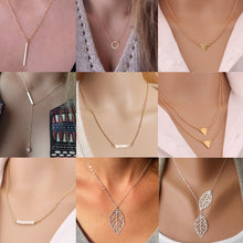 Load image into Gallery viewer, European and American jewelry leaf clavicle chain brand temperament personality fashion simple circle bar Necklace woman