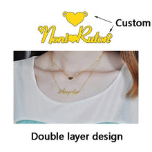 Load image into Gallery viewer, Atoztide Stainless Steel Personalized Custom Name Necklace Mirror Surface Gold Choker Necklace Pendant Nameplate Gift